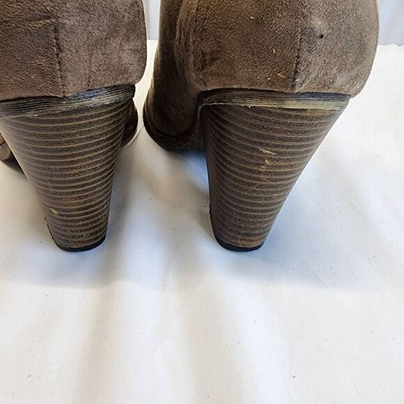 MIA Shawna Womens Ankle Booties Taupe Faux Suede Lace Up Size 9.5 - Picture 4 of 12